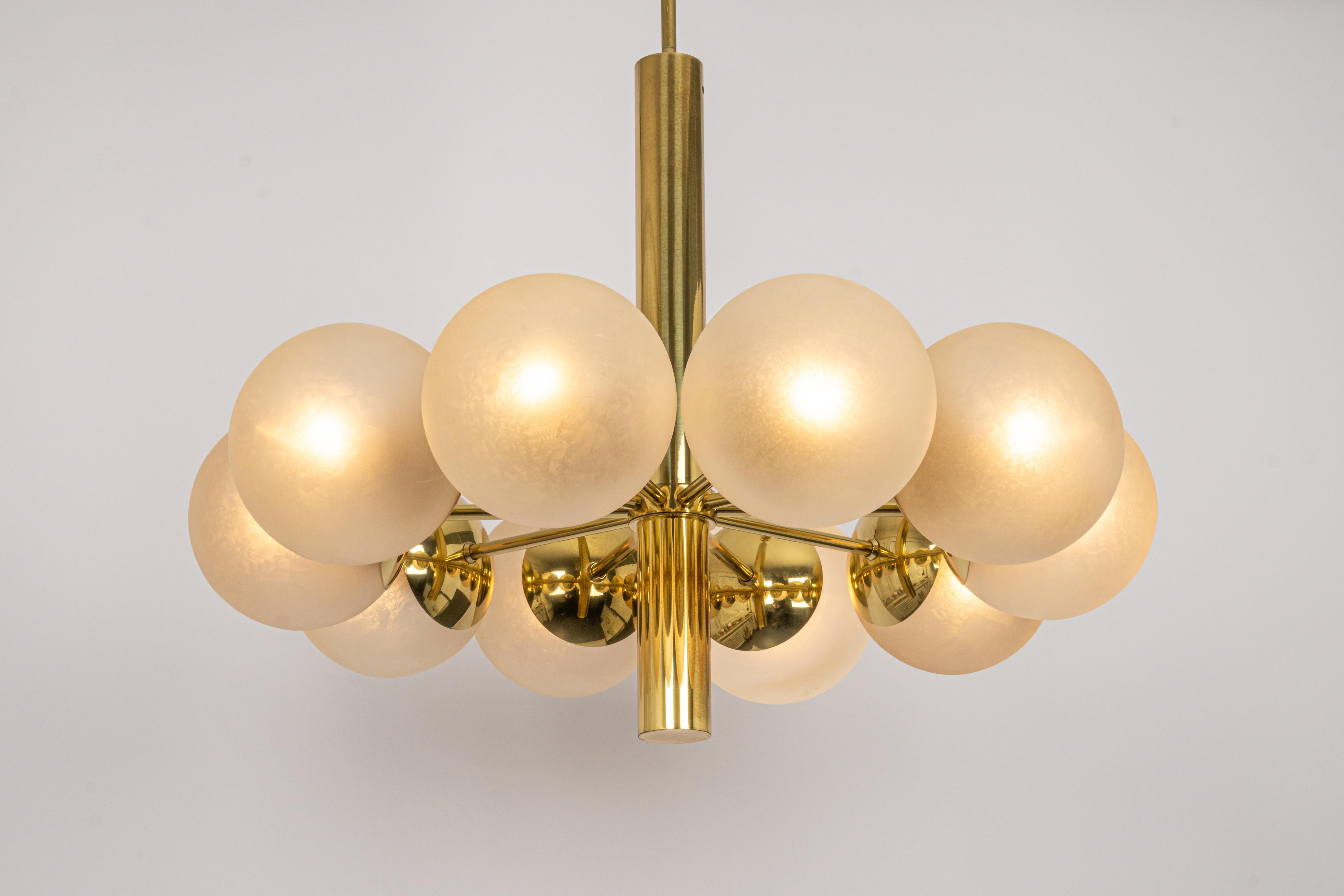 Late 20th Century Large Stunning Kaiser Sputnik Glass Globes Chandelier, Germany, 1970s For Sale