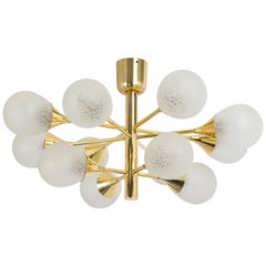 Large Stunning Kaiser Sputnik Glass Globes Chandelier, Germany, 1970s