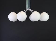 Large Stunning Kaiser Sputnik Opal Glass Globes Chandelier, Germany, 1970s