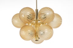 Large Stunning Kaiser Sputnik Opal Glass Globes Chandelier, Germany, 1970s