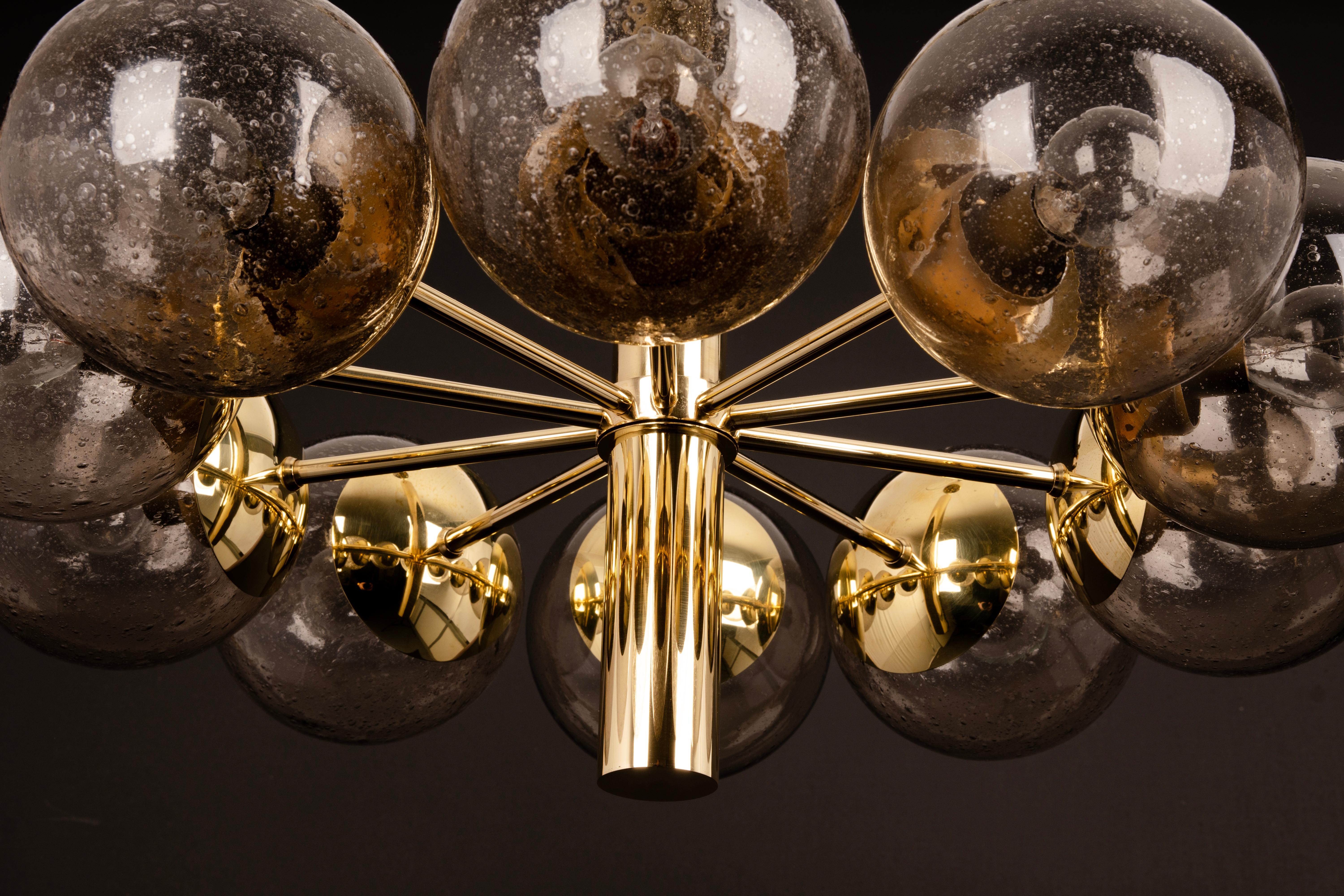 Large Stunning Kaiser Sputnik smoked Glass Globes Chandelier, Germany, 1970s For Sale 5