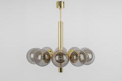Large Stunning Kaiser Sputnik smoked Glass Globes Chandelier, Germany, 1970s