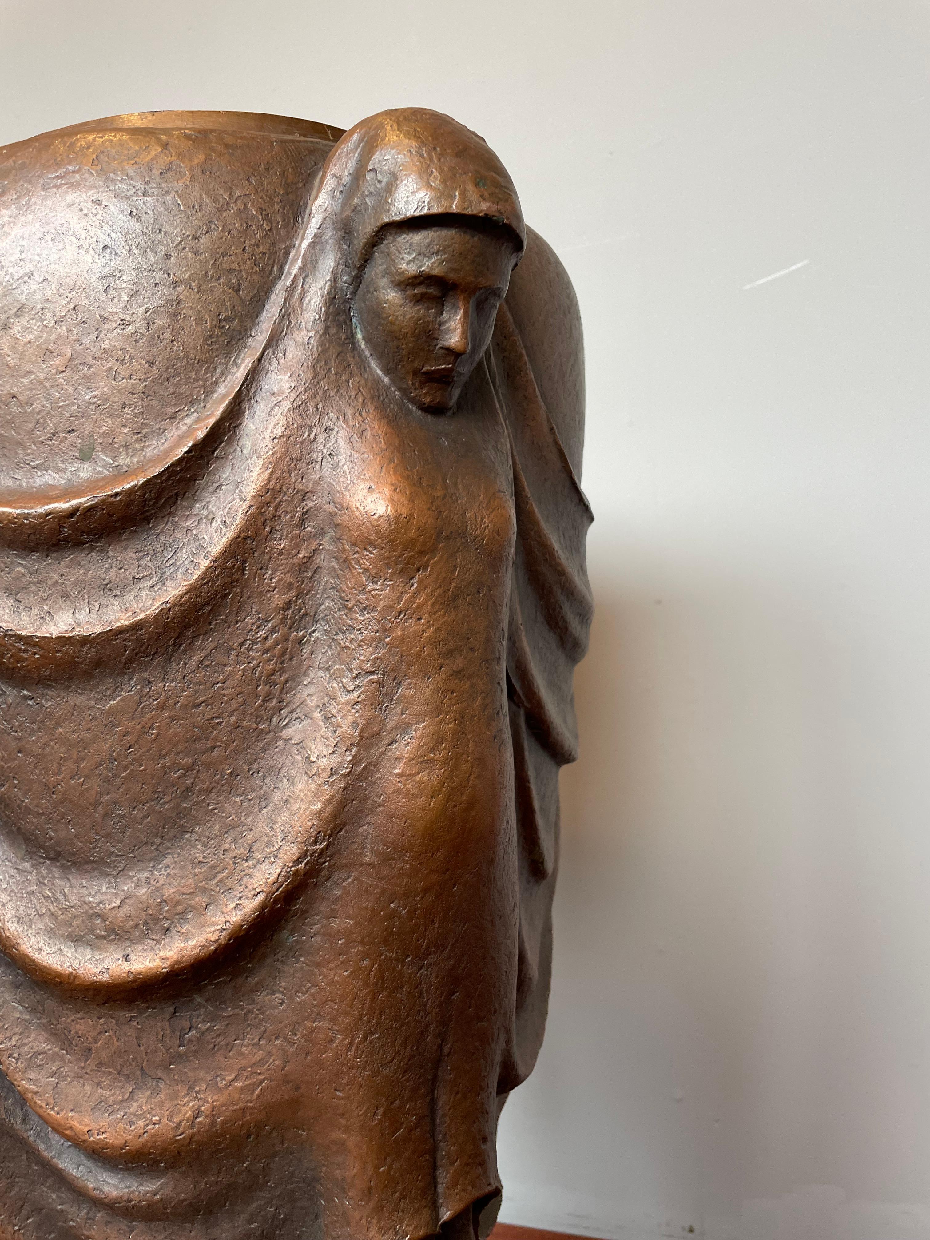 Large & Stunning Mid-Century Modern Work of Art Bronze Vase w. Female Sculptures For Sale 8
