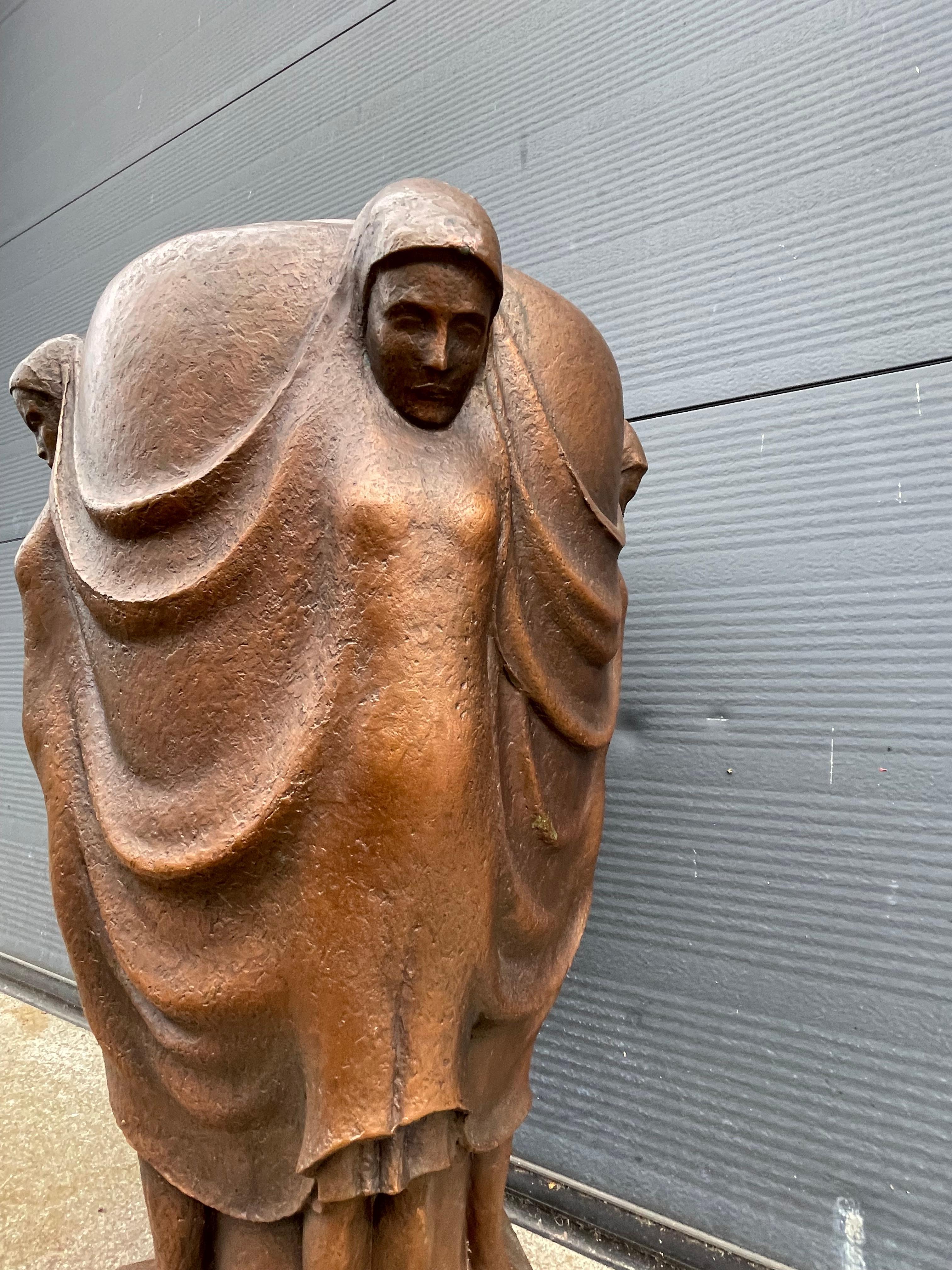 Bronzevase mit beeindruckendem Mid-Century-Modern-Kunstwerk Weibliche Skulpturen im Angebot 8