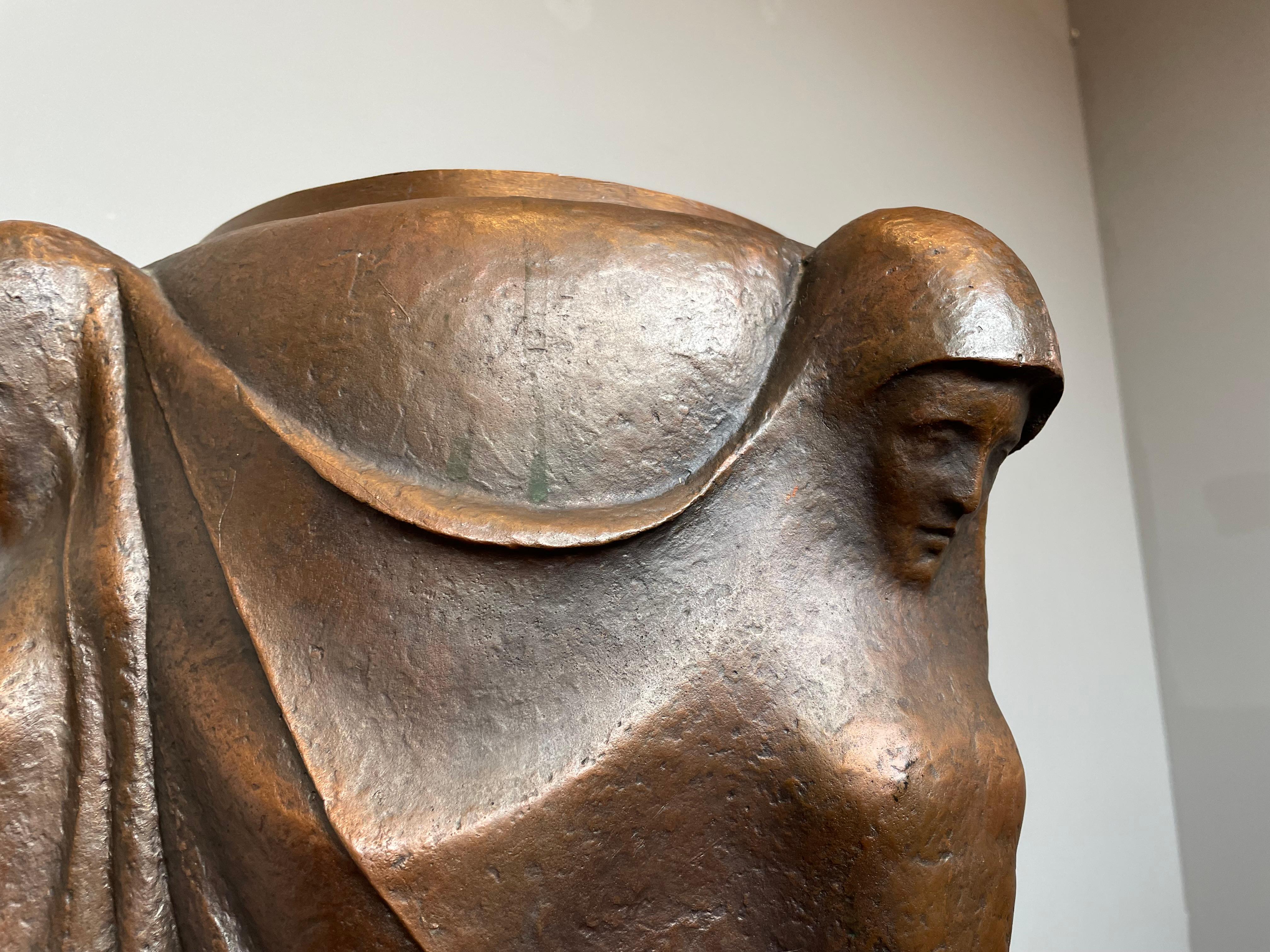 Large & Stunning Mid-Century Modern Work of Art Bronze Vase w. Female Sculptures For Sale 2