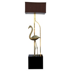 Vintage Large Stunning Modern Designer Brass French Flamingo Floor Lamp