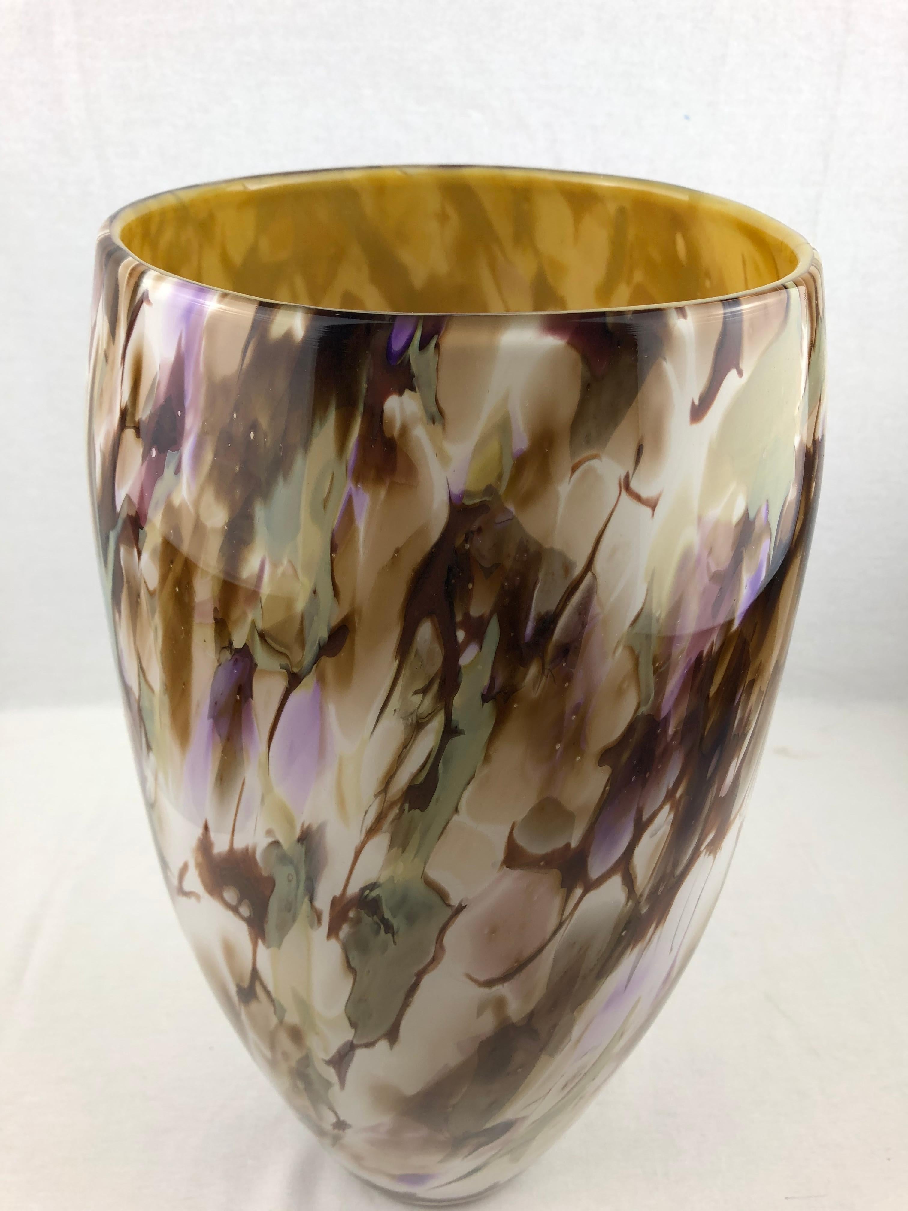 Mid-Century Modern Large Stunning Multi-Colored Hand Blown Murano Art Glass Vase