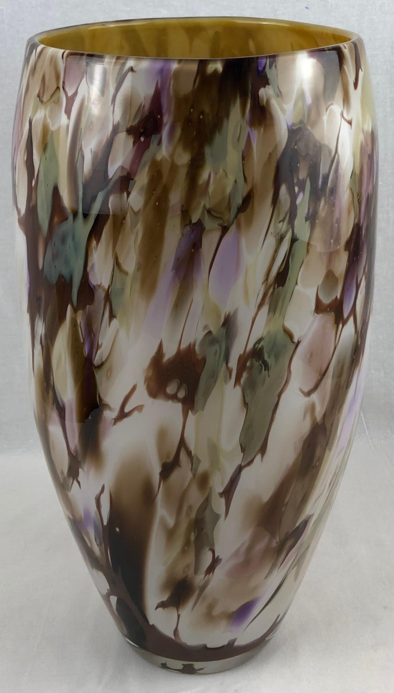 20th Century Large Stunning Multi-Colored Hand Blown Murano Art Glass Vase