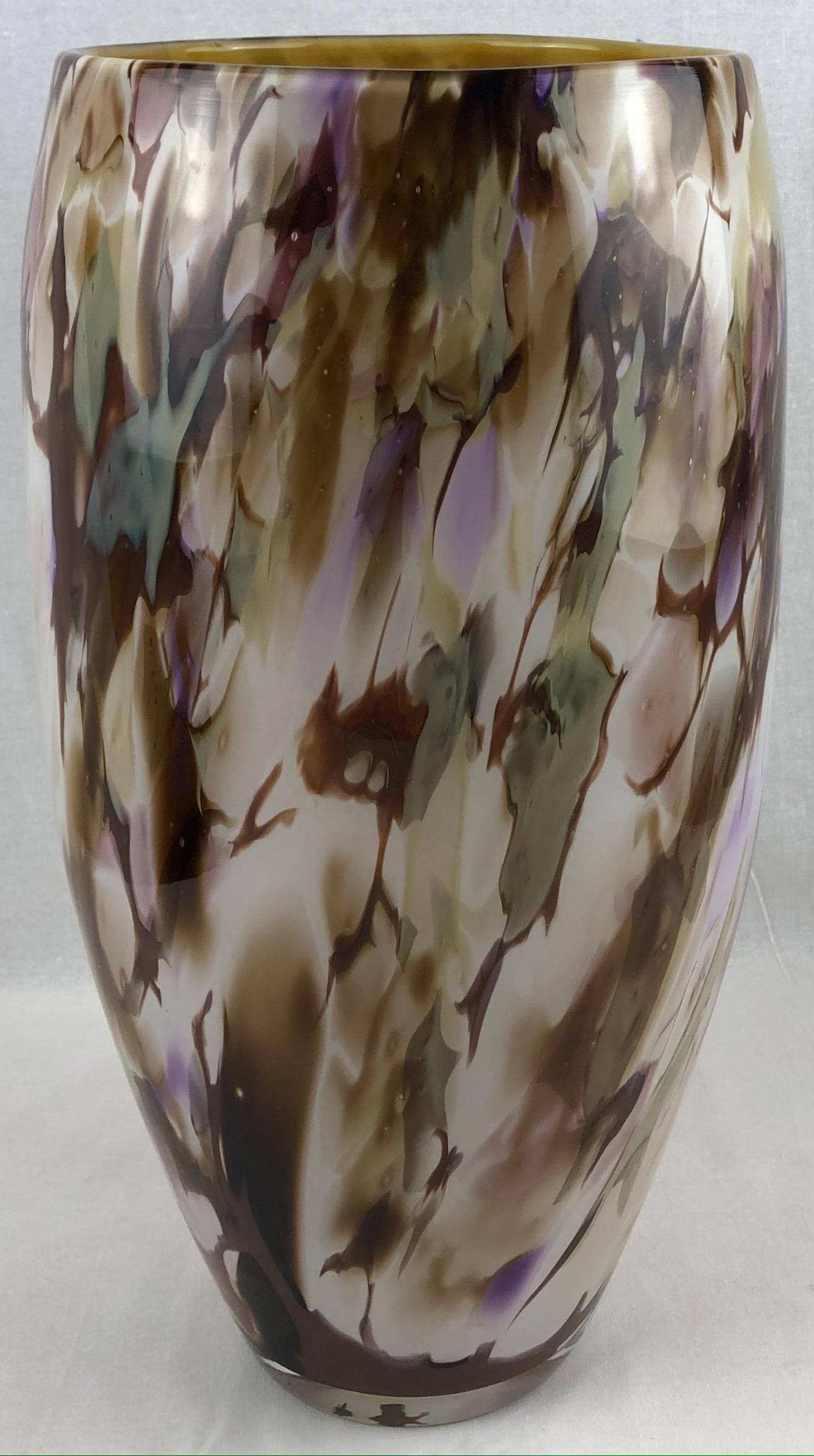 Murano Glass Large Stunning Multi-Colored Hand Blown Murano Art Glass Vase