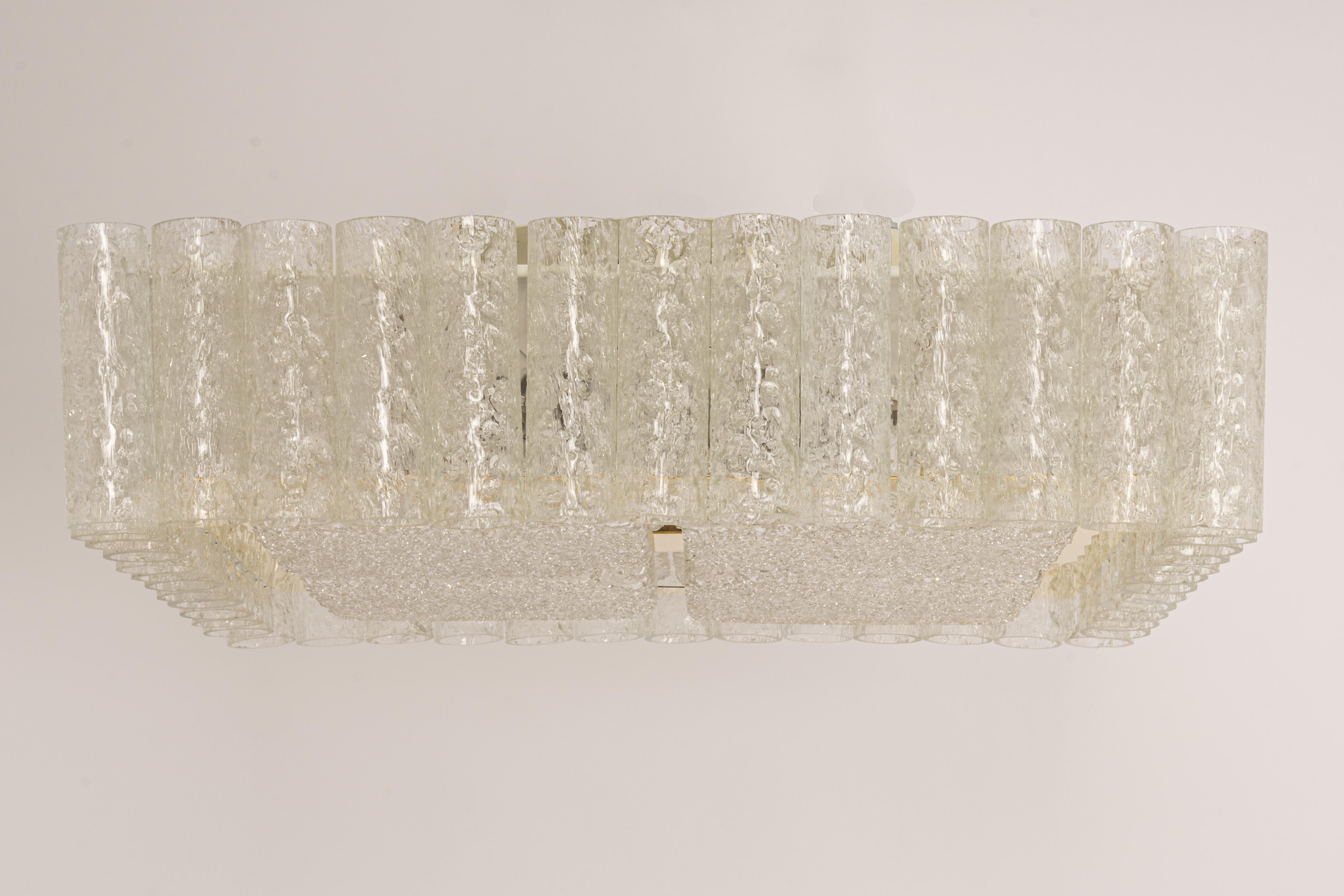 Mid-20th Century Large Stunning Murano Glass Flushmount by Doria, Germany, 1960s For Sale