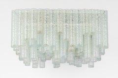 1 of 2 Large Stunning Murano Ice Glass Flush Mount by Doria, Germany, 1960s