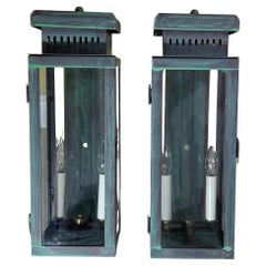 Large Stunning Pair of Solid Copper Wall Lanterns