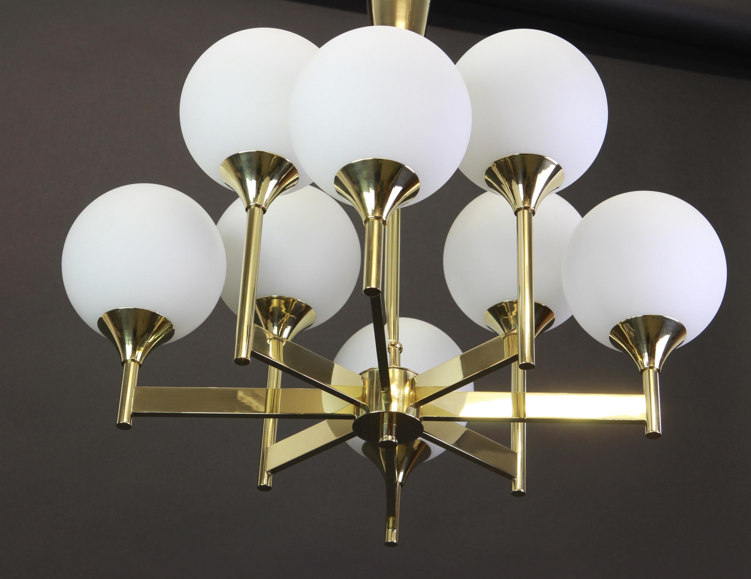 Brass Large Stunning Sputnik Chandelier by Kaiser, Germany, 1970s For Sale