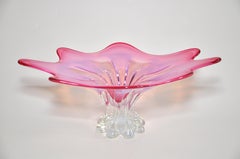 Large Stunning Vintage Pink White Art Glass Vase Italian