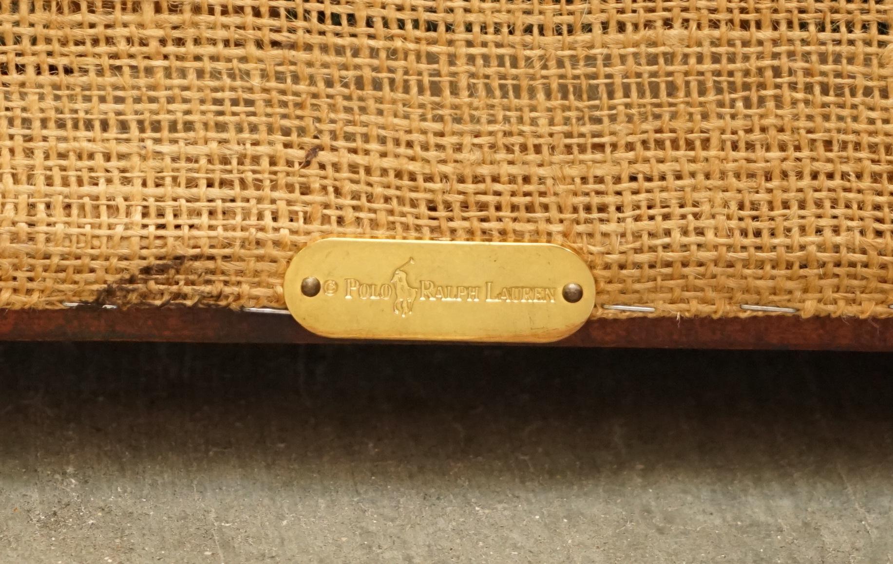 LARGE STUNNING ViNTAGE RALPH LAUREN HAND DYED BROWN LEATHER FOOTSTOOL OTTOMAN For Sale 5
