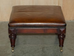 LARGE STUNNING ViNTAGE RALPH LAUREN HAND DYED BROWN LEATHER FOOTSTOOL OTTOMAN