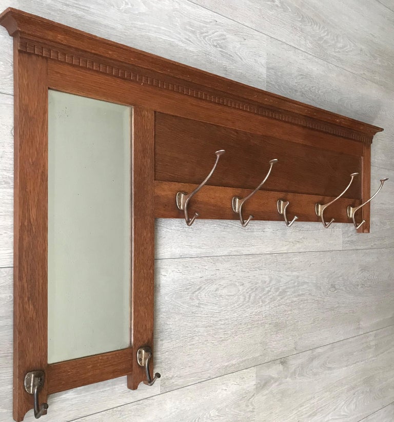 Large Stylish and Practical Arts and Crafts Wall Coat Rack with Beveled