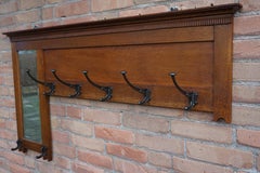 Large Stylish and Practical Arts & Crafts Wall Coat Rack with Beveled Mirror