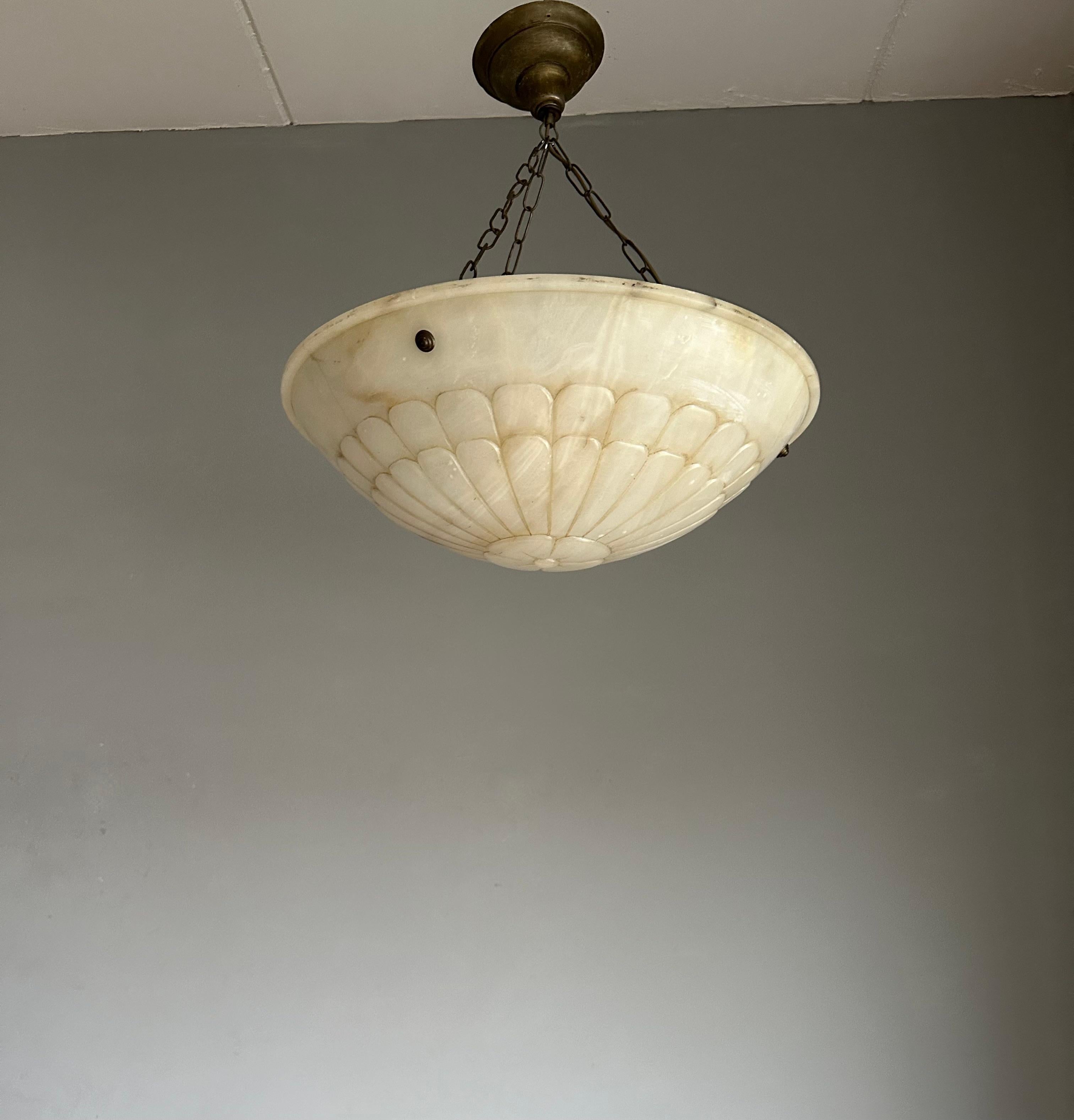 Große & stilvolle Design Weiße Adern Art Deco Alabaster Pendelleuchte / Kronleuchter im Angebot 6