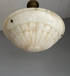 Large & Stylish Design White Veins Art Deco Alabaster Pendant Light / Chandelier