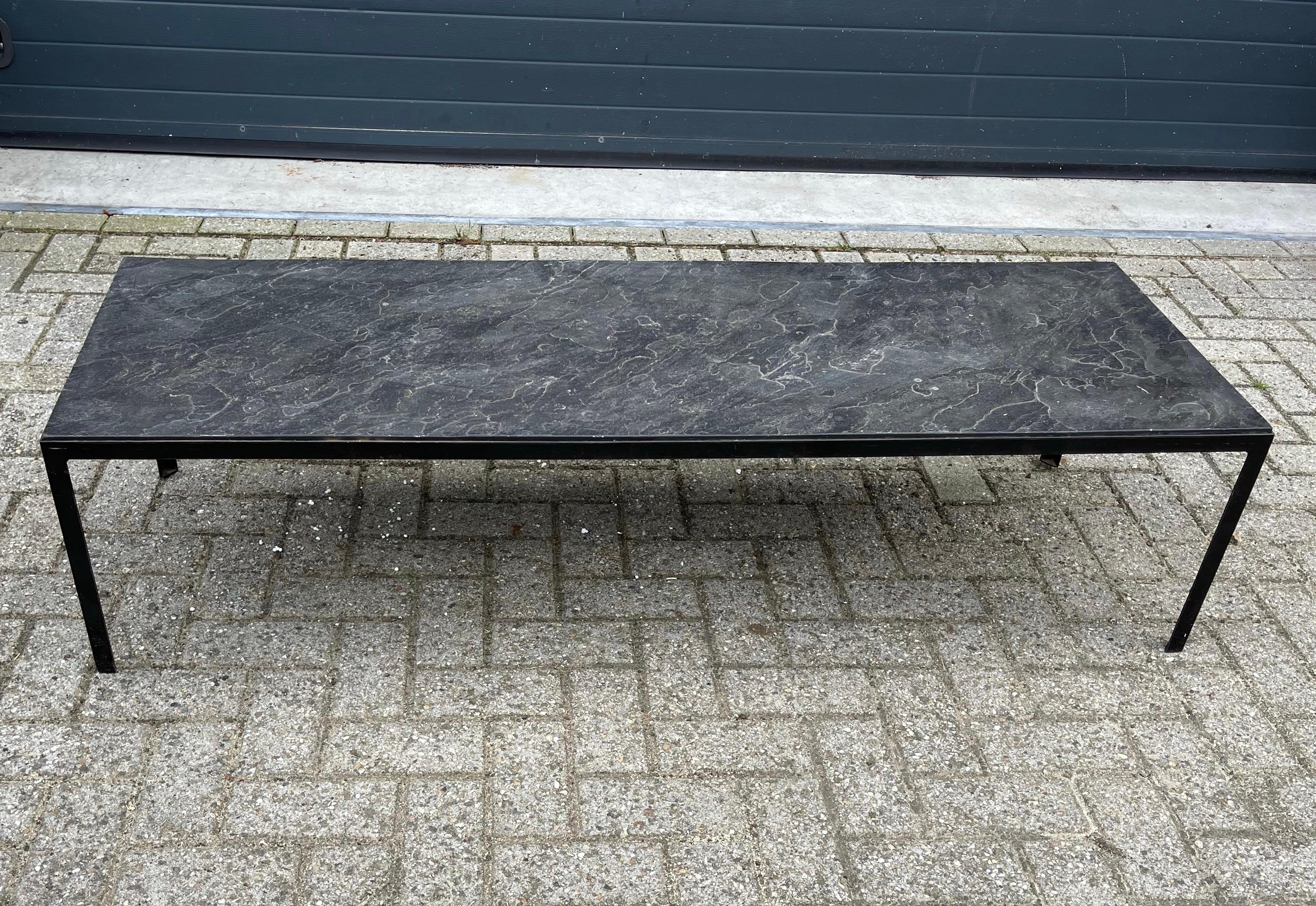 Great looking. sleek design, long and practical, rectangular coffee table.

This beautiful quality and lengthy coffee table is made of natural materials only and you could not wish for a more durable specimen. The hand forged and blackened, wrought