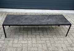Large & Stylish Minimalist Coffee Table w. Stunning Black Slate Top & Iron Base