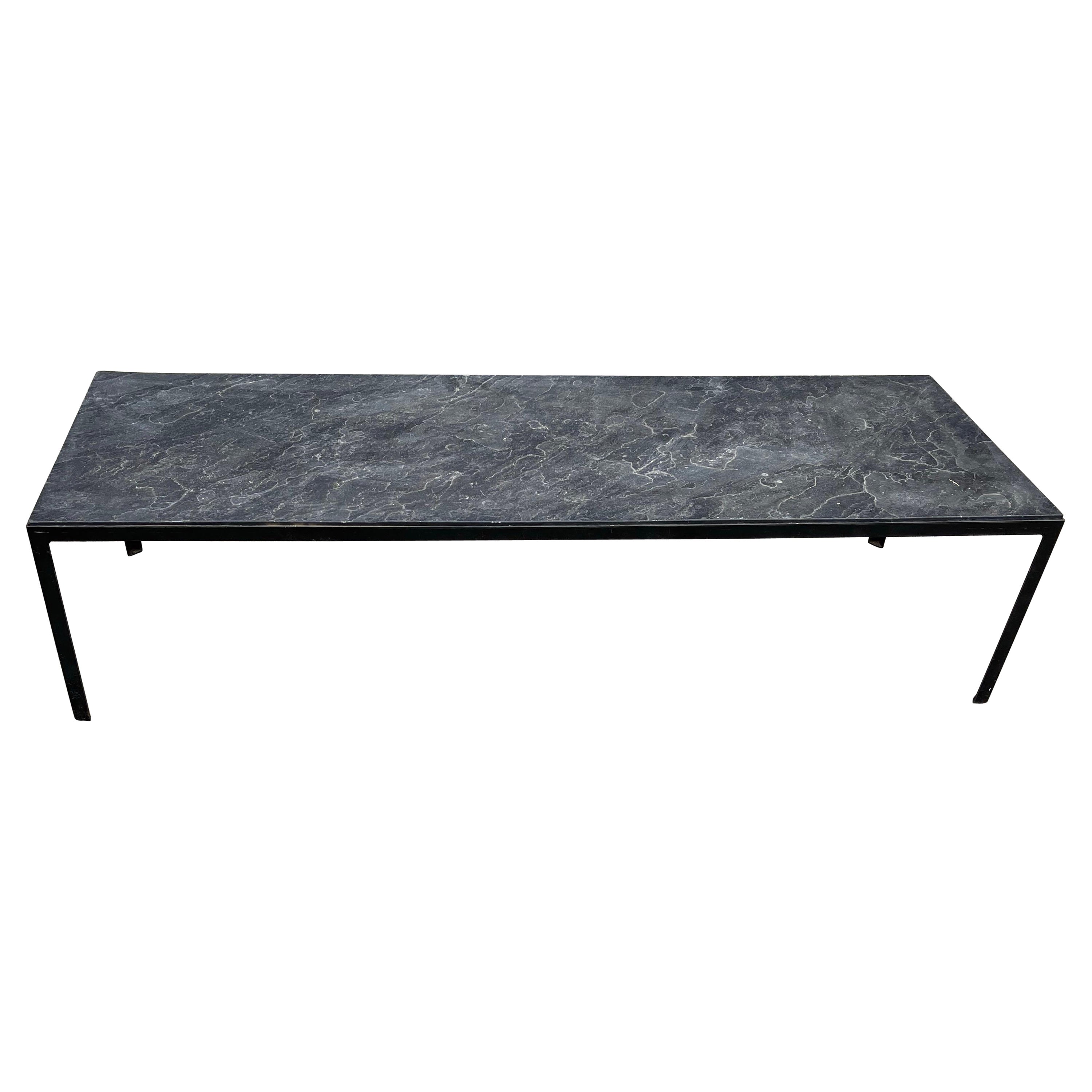 Large & Stylish Minimalist Coffee Table w. Stunning Black Slate Top & Iron Base