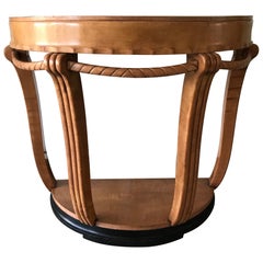 Large & Stylish Semi Circular Art Deco Console / Side Table of Stained Beechwood