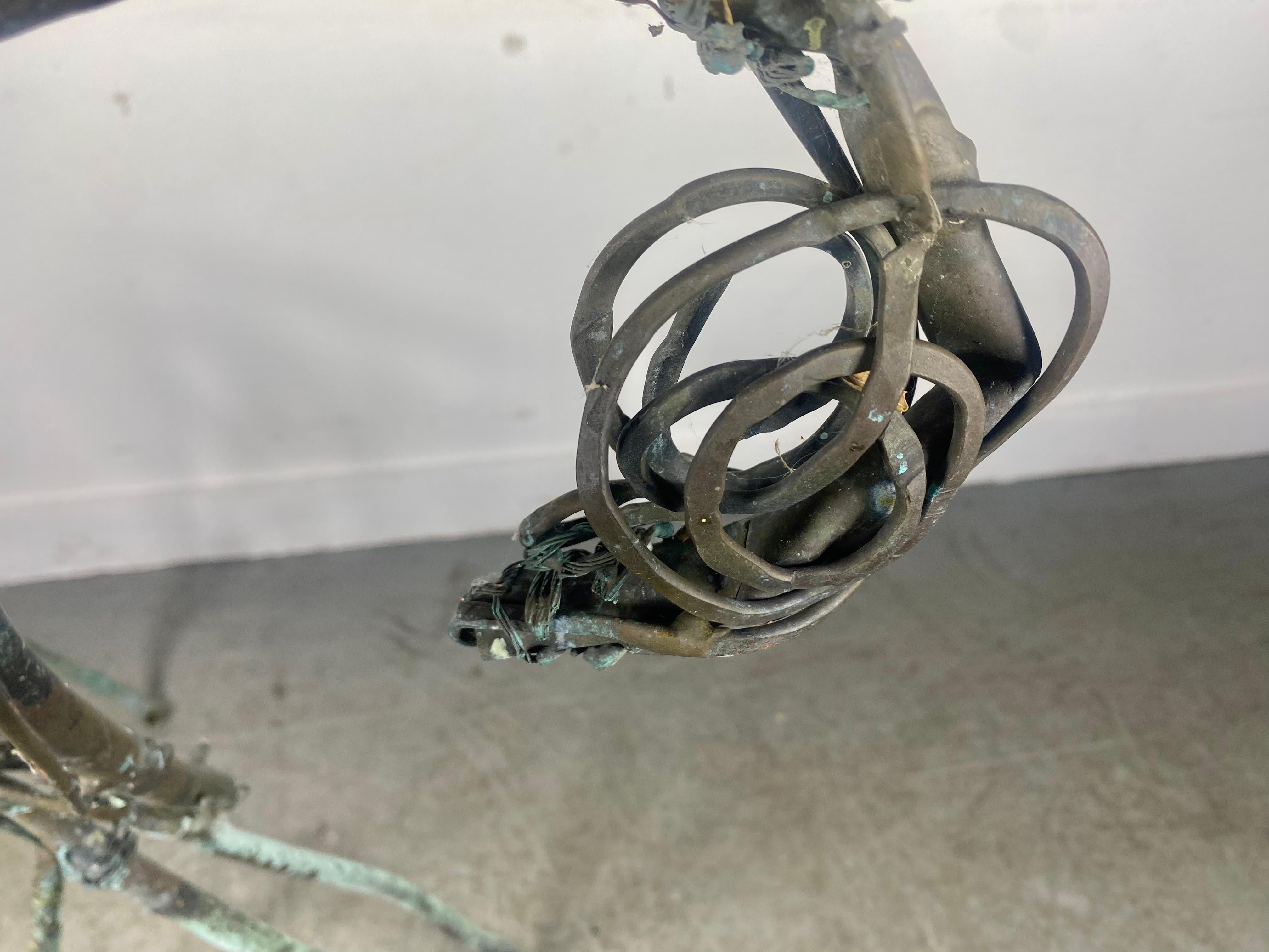 Hand-Crafted Large stylized bRUTALIST Abstract copper Horse sculpture, indoor / outdoor For Sale
