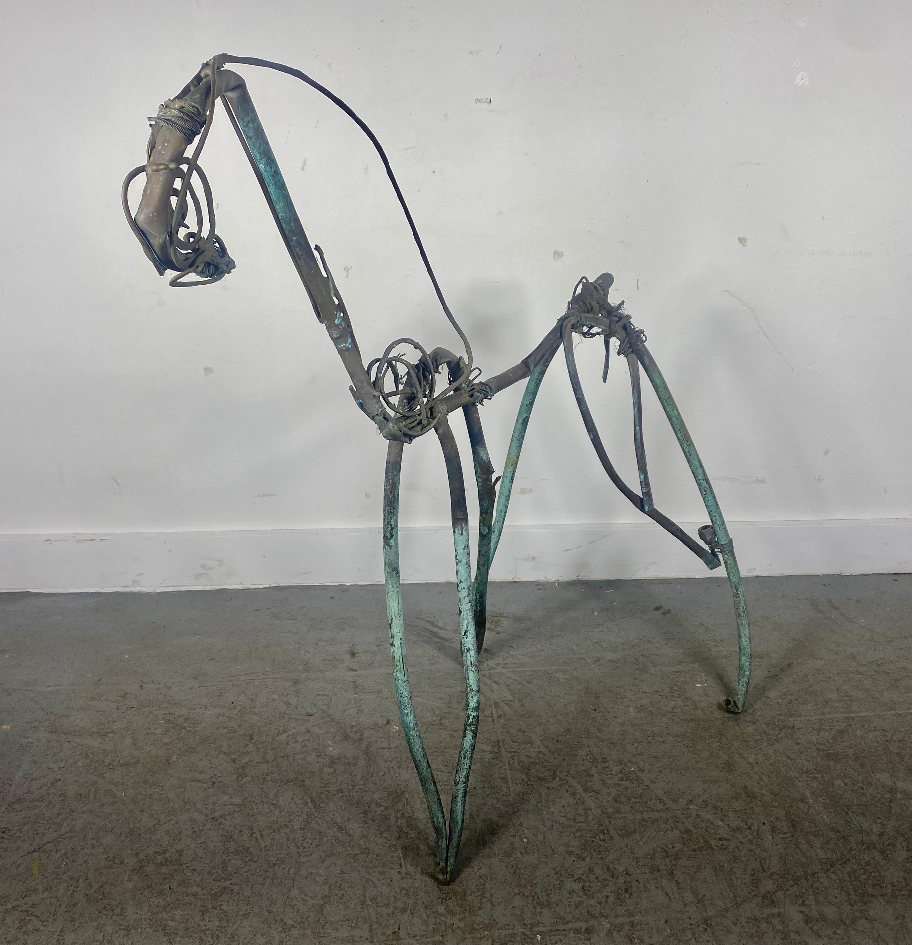 Late 20th Century Large stylized bRUTALIST Abstract copper Horse sculpture, indoor / outdoor  For Sale
