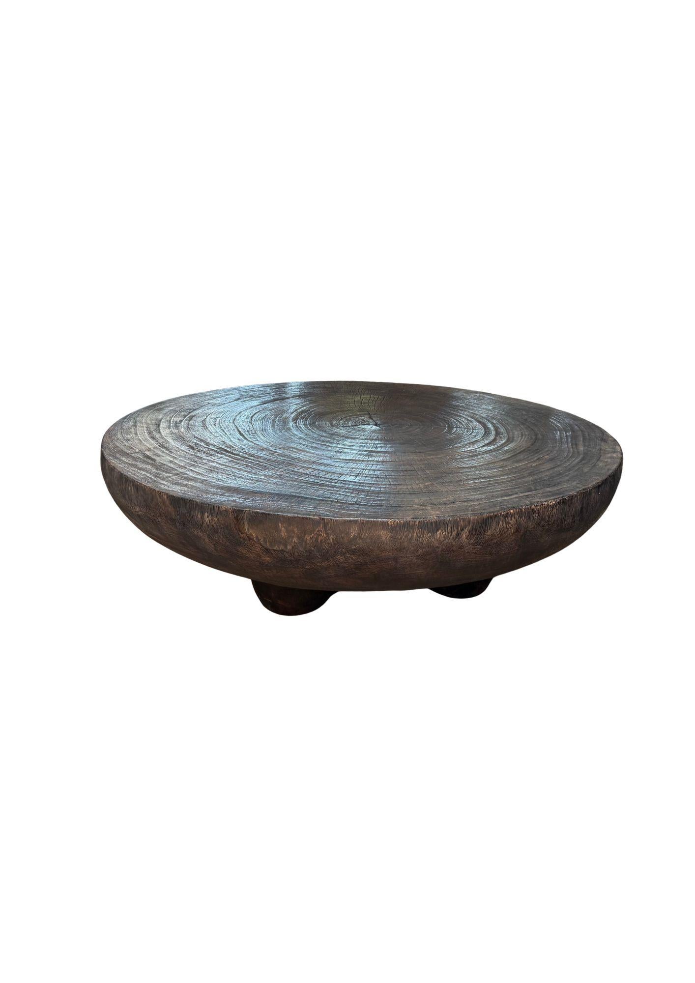 Organic Modern Large Suar Wood Table Hand-Hewn Detailing Espresso Finish, Modern Organic For Sale