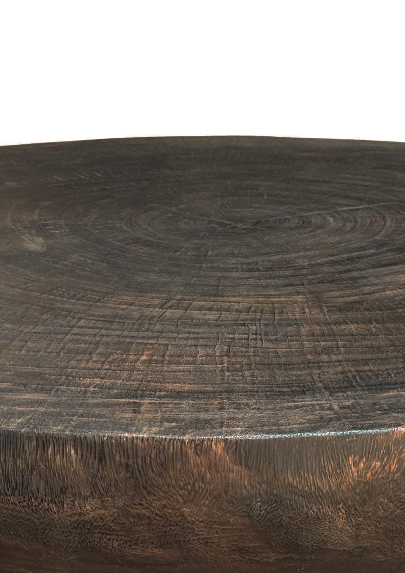 Indonesian Large Suar Wood Table Hand-Hewn Detailing Espresso Finish, Modern Organic For Sale