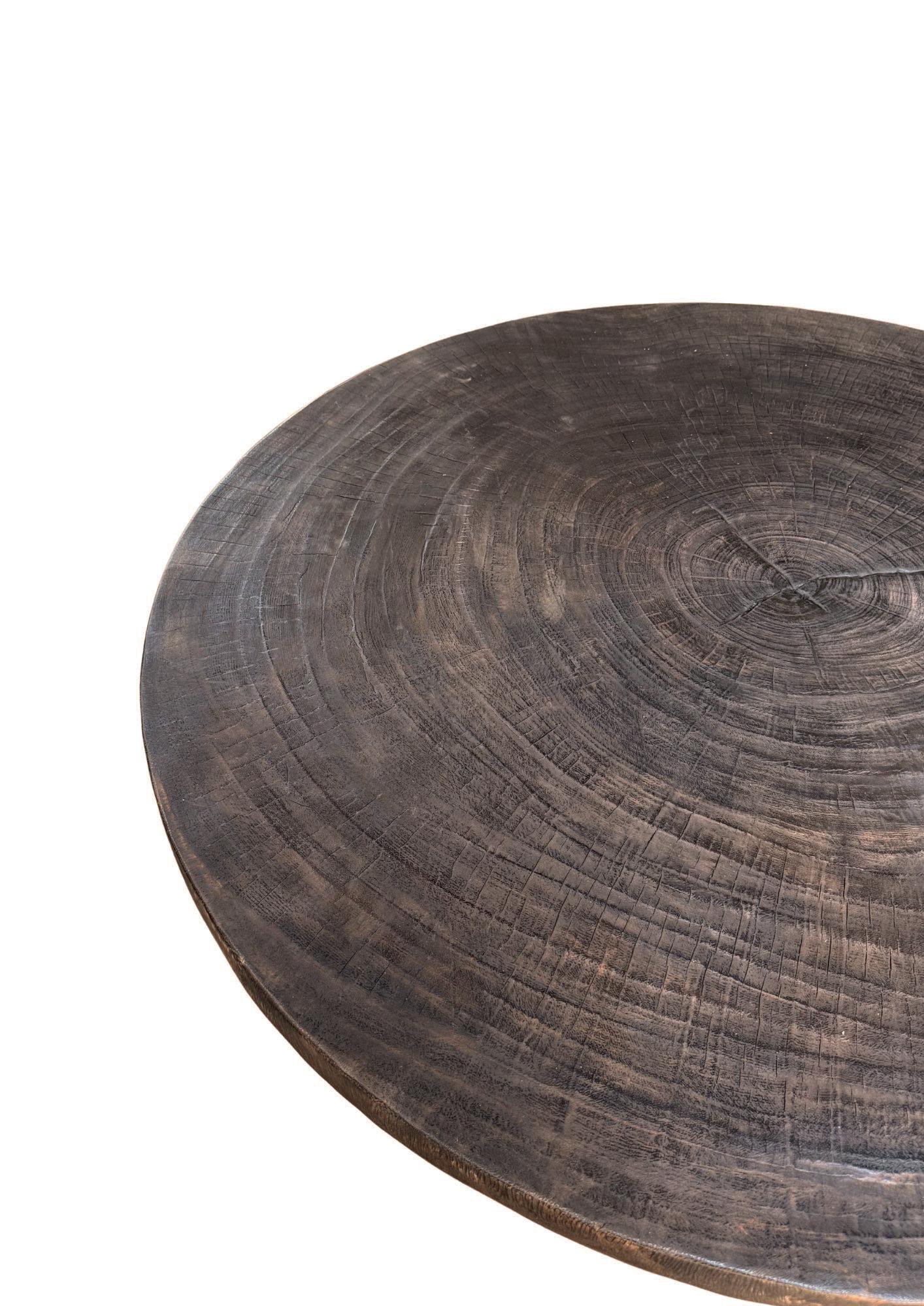 Large Suar Wood Table Hand-Hewn Detailing Espresso Finish, Modern Organic In New Condition For Sale In Jimbaran, Bali
