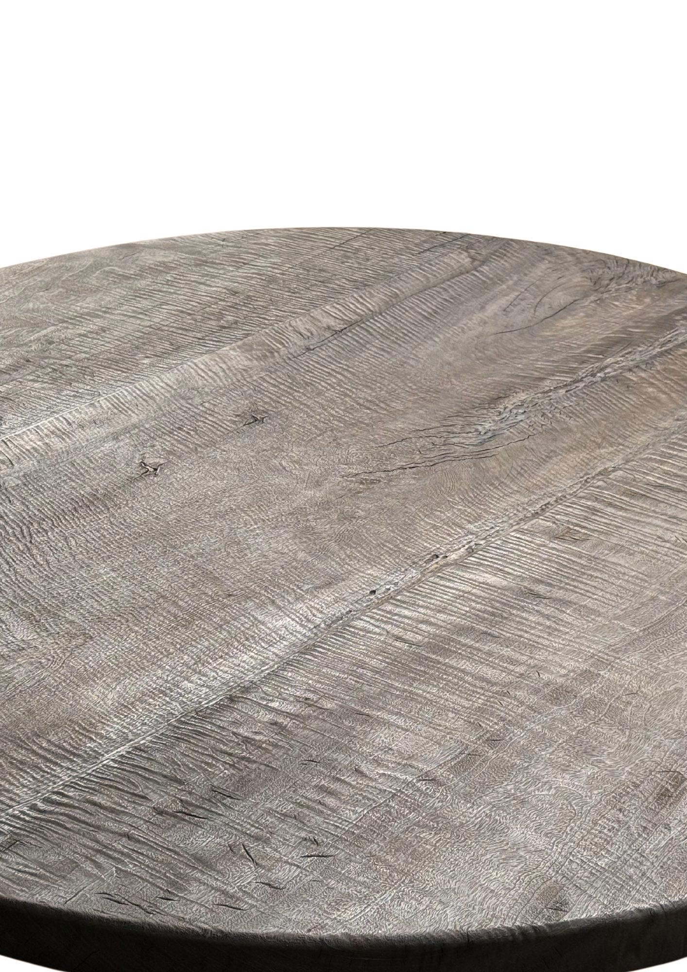 Contemporary Large Suar Wood Table Hand-Hewn Detailing Espresso Finish, Modern Organic For Sale