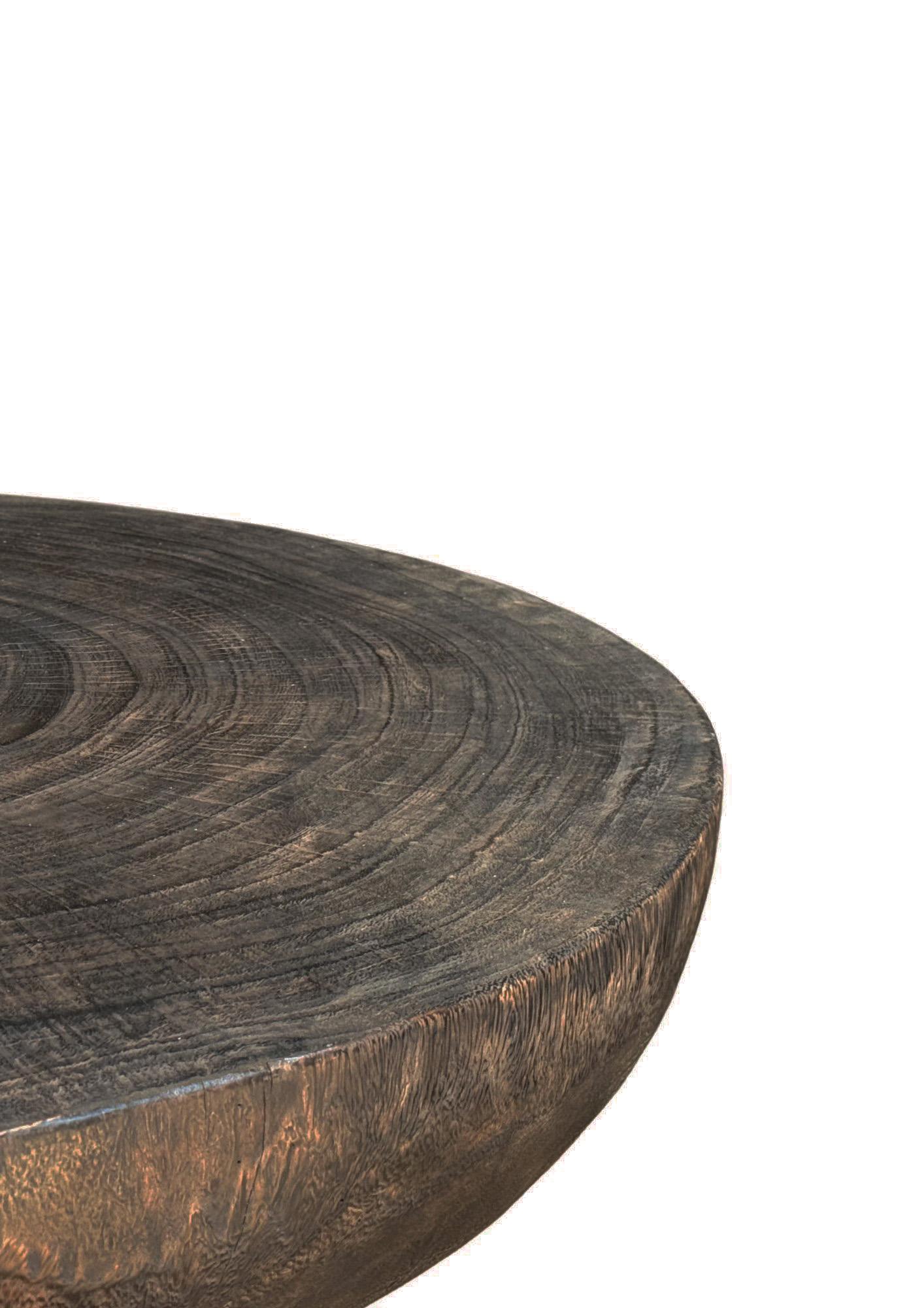 Large Suar Wood Table Hand-Hewn Detailing Espresso Finish, Modern Organic For Sale 1