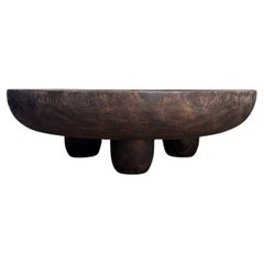 Large Suar Wood Table Hand-Hewn Detailing Espresso Finish, Modern Organic