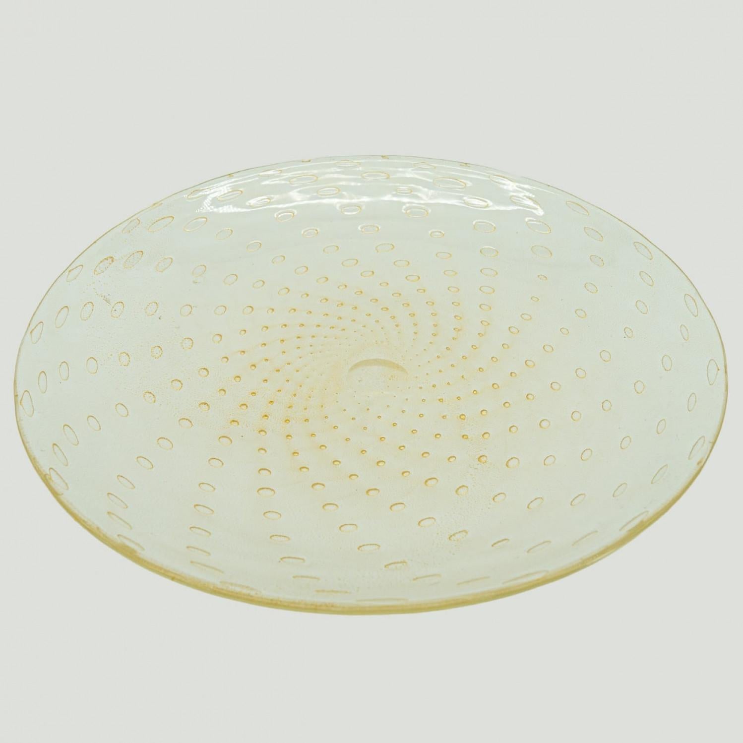 Mid-Century moderno Vaso e piatto grande con piede in rosa cipria sommerso di Murano, Pallottoliere in vendita