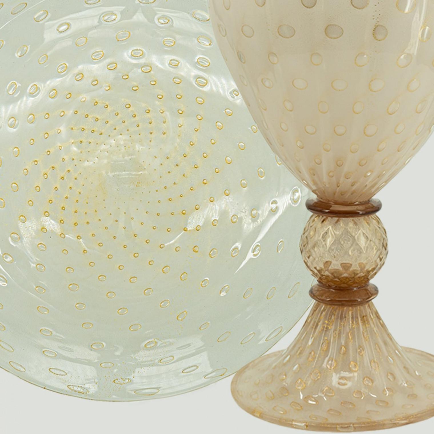 Altro Vaso e piatto grande con piede in rosa cipria sommerso di Murano, Pallottoliere in vendita