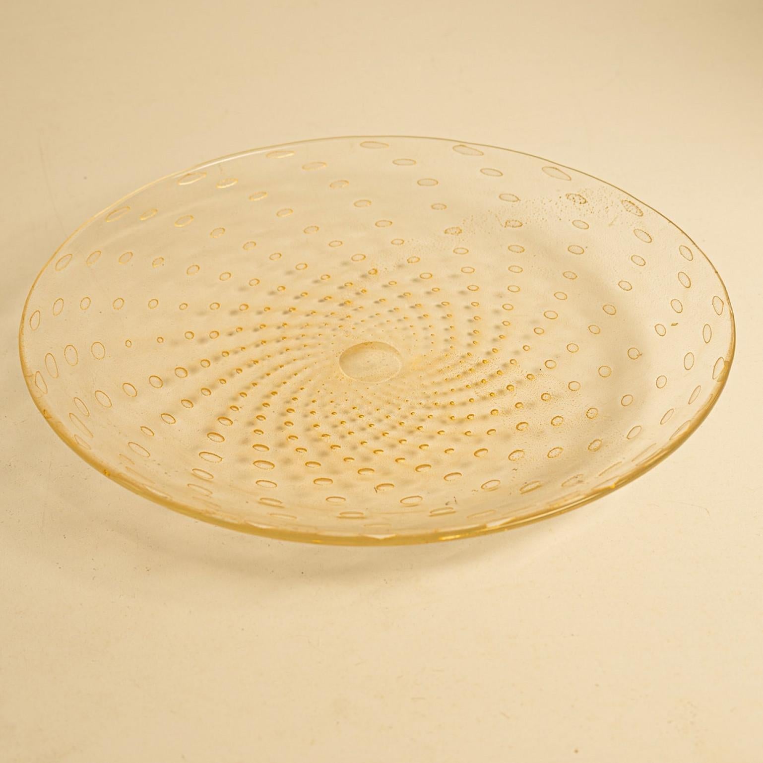 Gran Jarrón y Plato con Pie de Crema Rosa Sumergido-Balloton, Murano siglo XX en venta