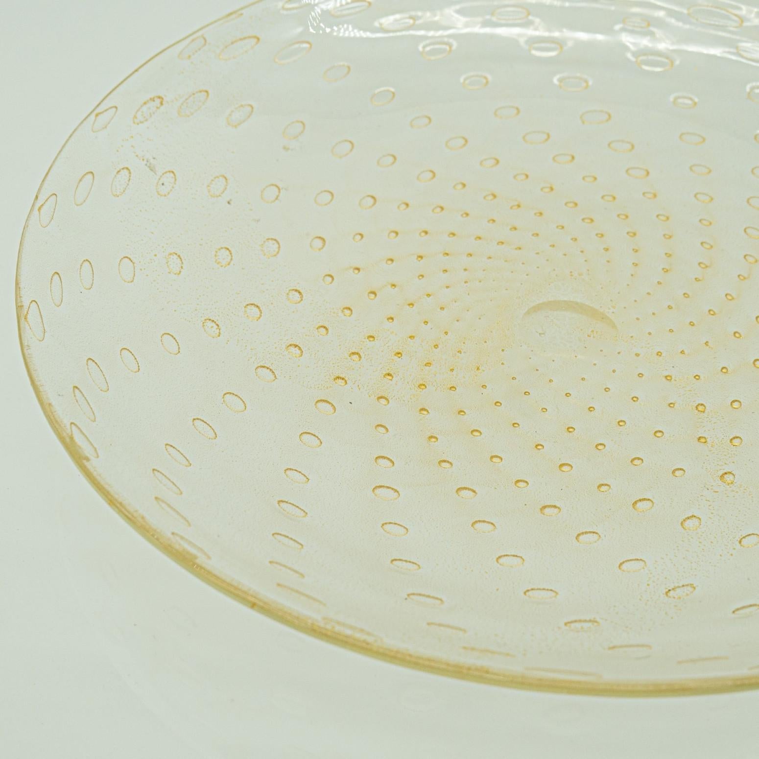 Vaso e piatto grande con piede in rosa cipria sommerso di Murano, Pallottoliere in vendita 1