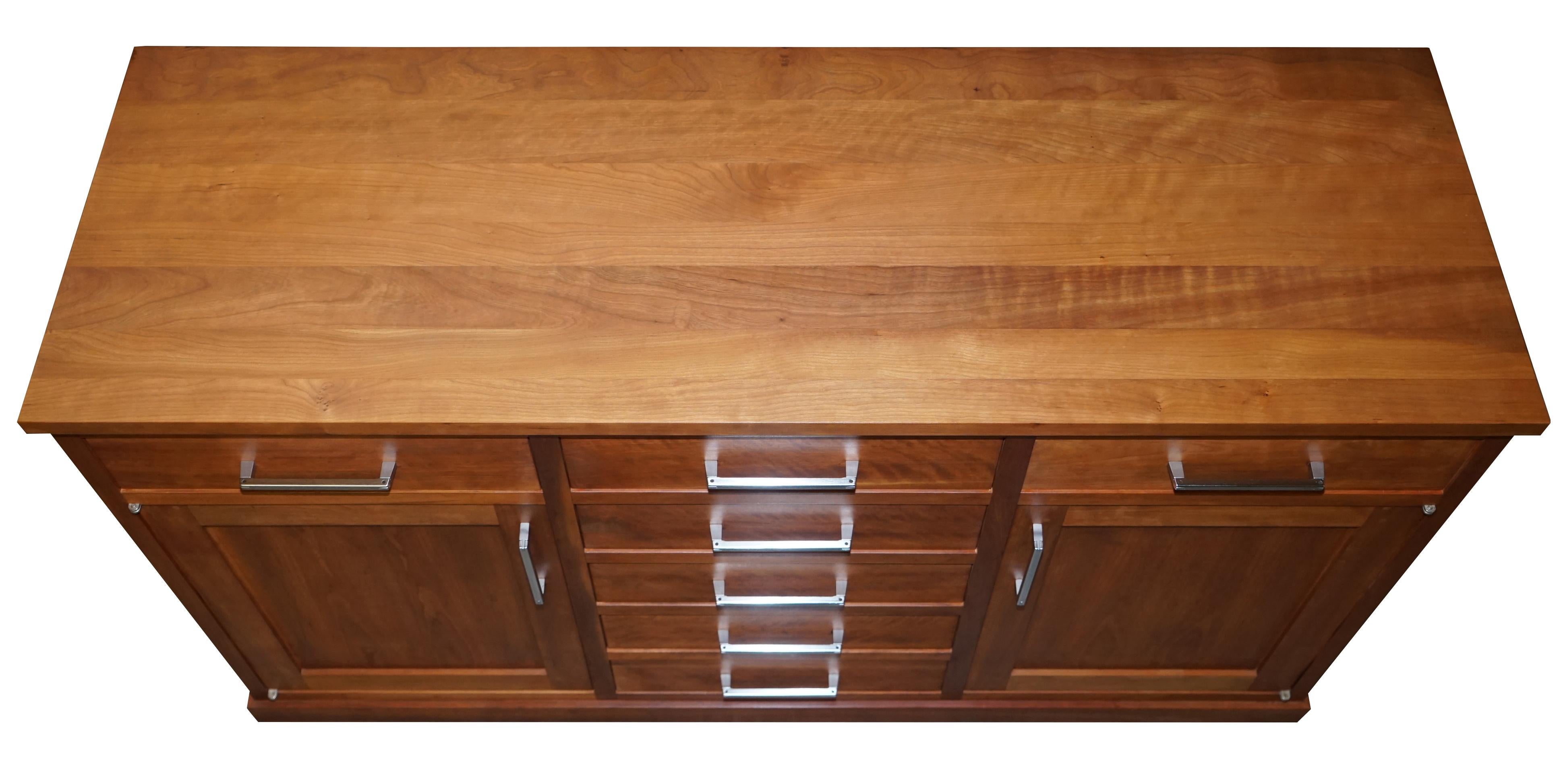 Early 20th Century SOLID AMERICAN BLACK CHERRY WOOD MADE IN ITALY RIVA 1920 SIDEBOARD WITH DRAWERs