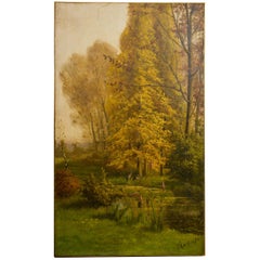 Large Summer Painting Signed and Dated or Sliding Door