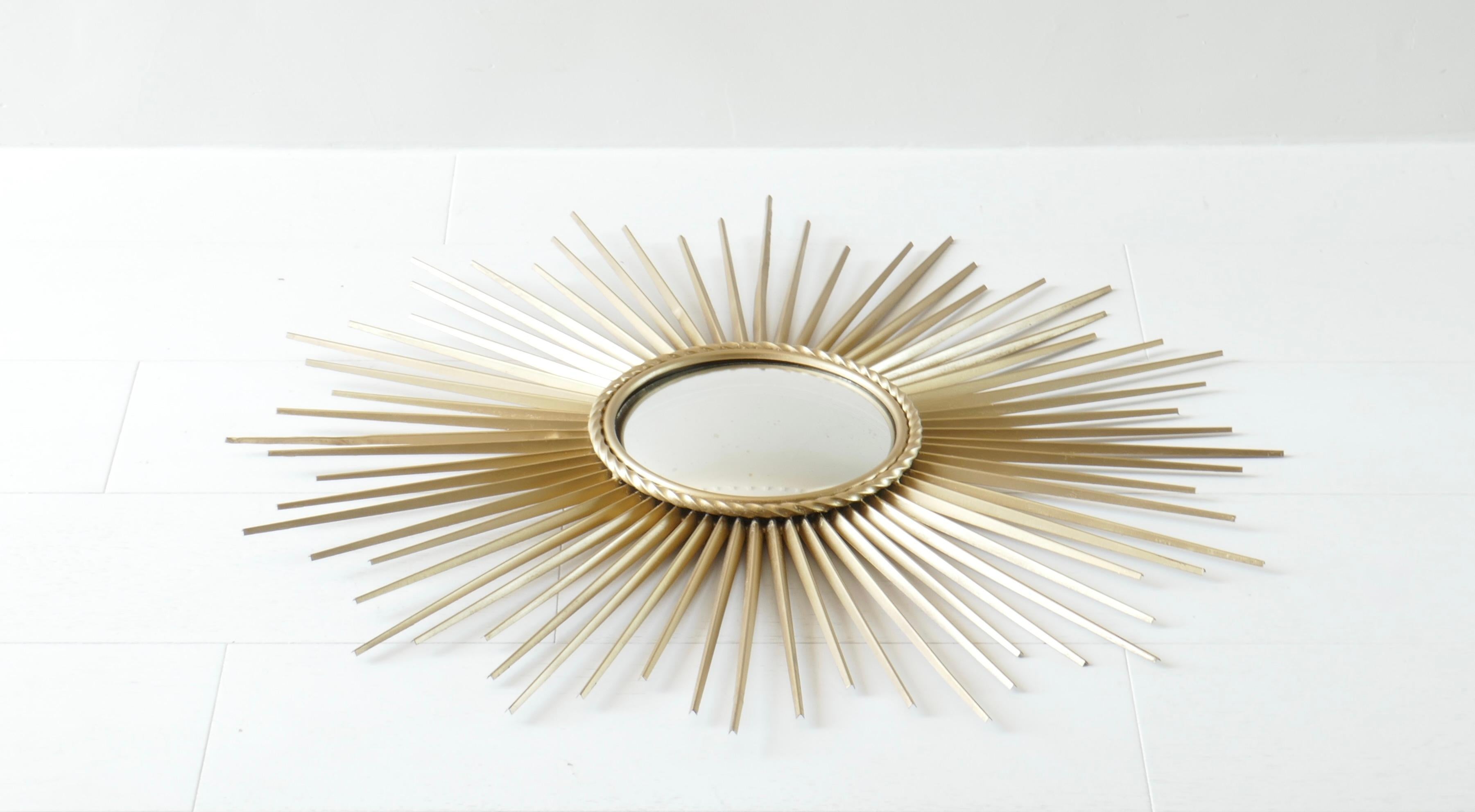 Mid-Century Modern Large Sunburst Mirror by Chaty Vallauris, France, 1960s For Sale