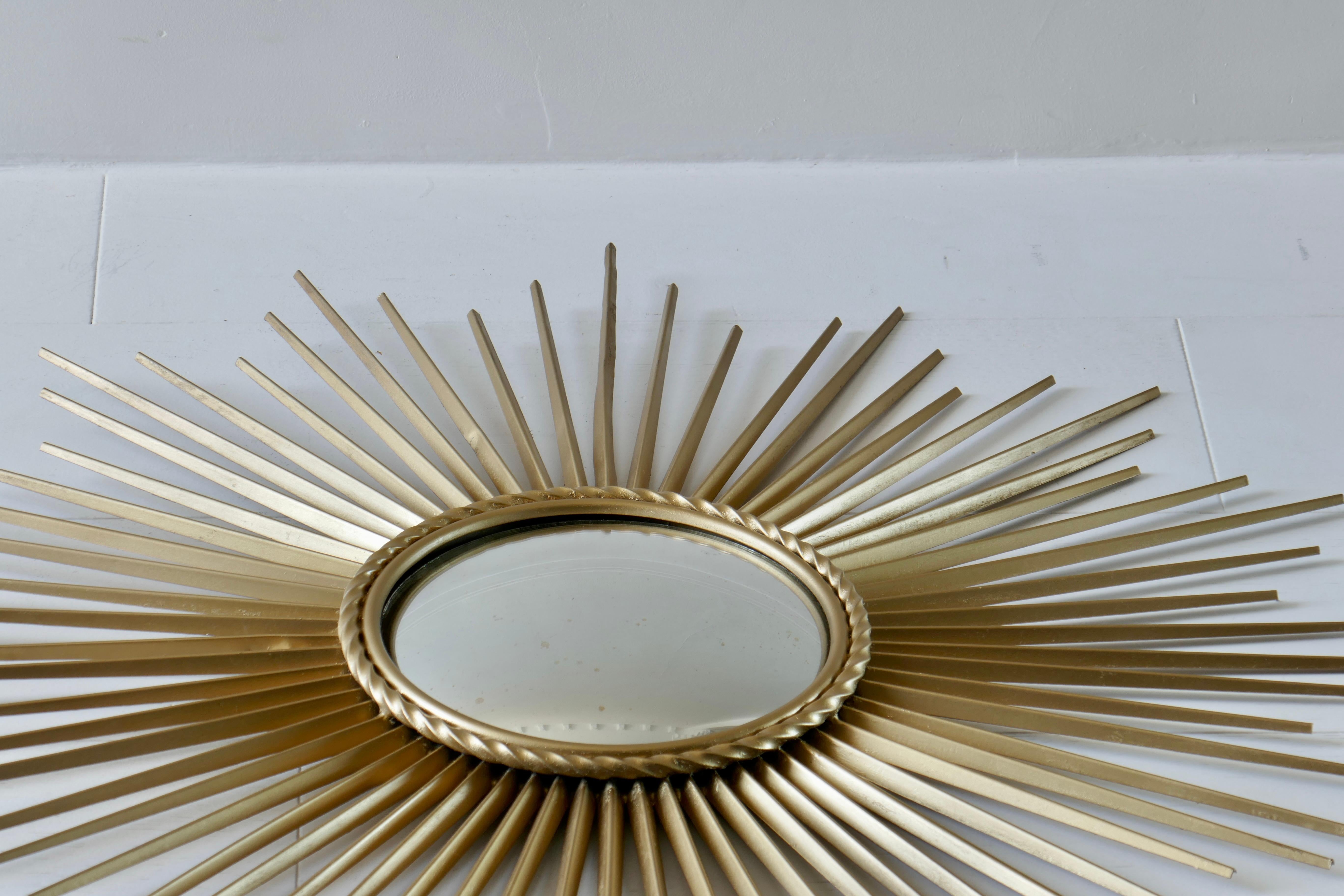 Mid-Century Modern Large Sunburst Mirror by Chaty Vallauris, France, 1960s For Sale