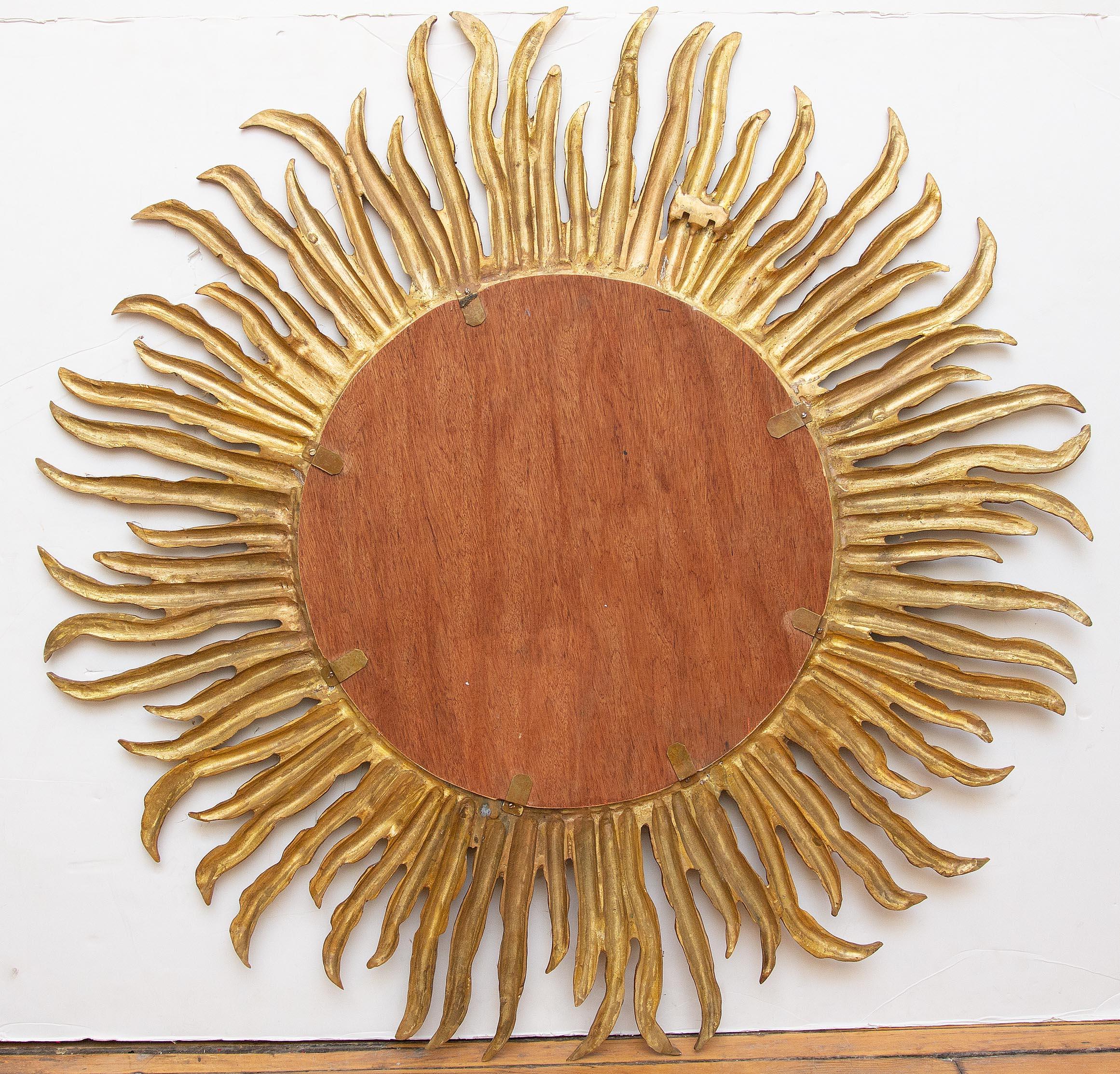 Modern Large Sunburst Mirror Cast Bronze