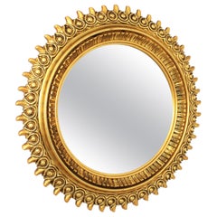 Large Sunburst Mirror in Gold Gilt Resin and Wood by Francisco Hurtado