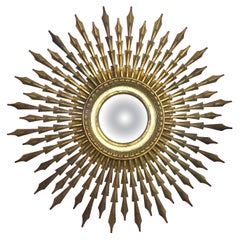 Large Sunburst Mirror with Convex Plate