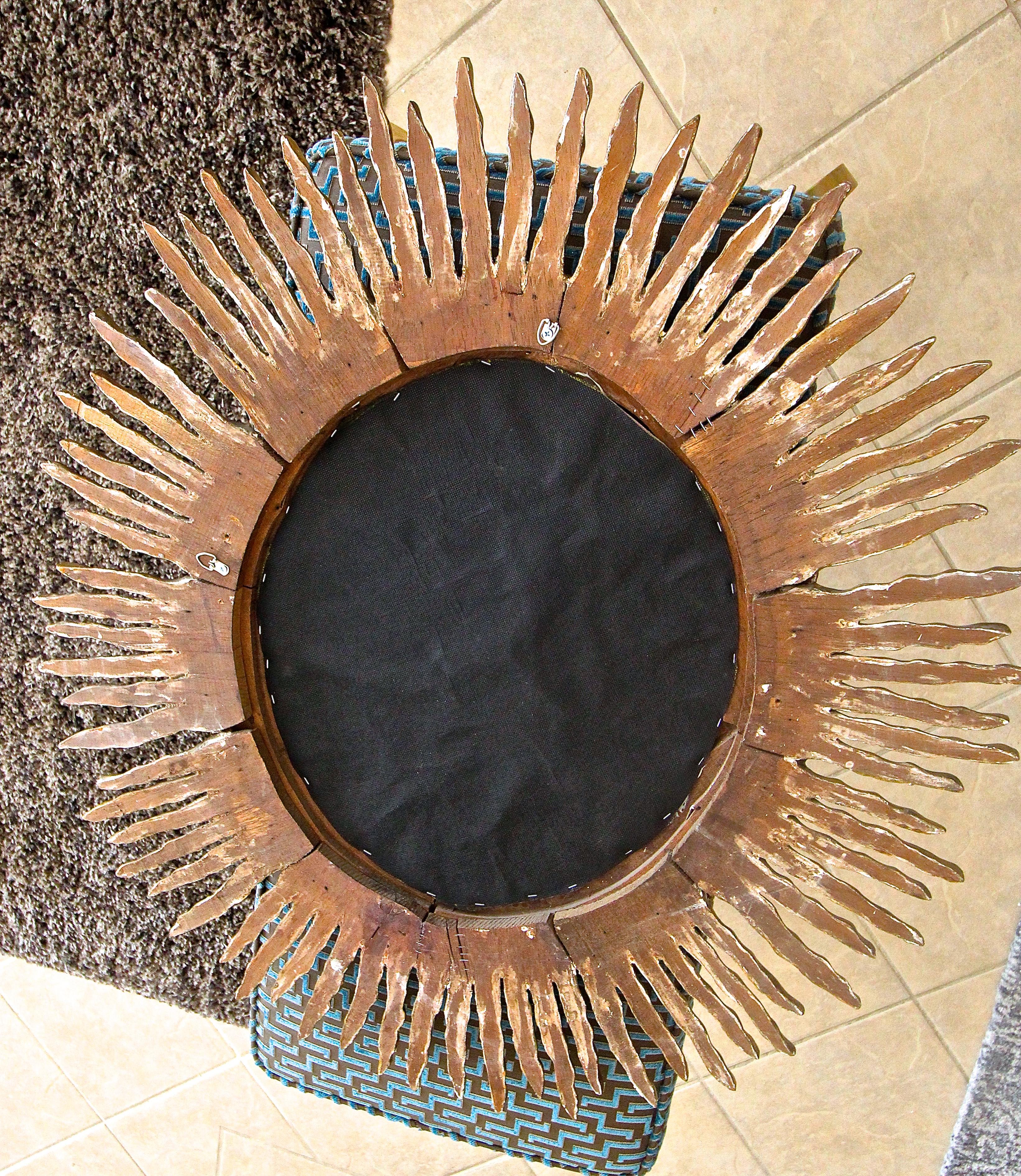 Large Sunburst Oval Giltwood Spanish Colonial Wall Mirror 7