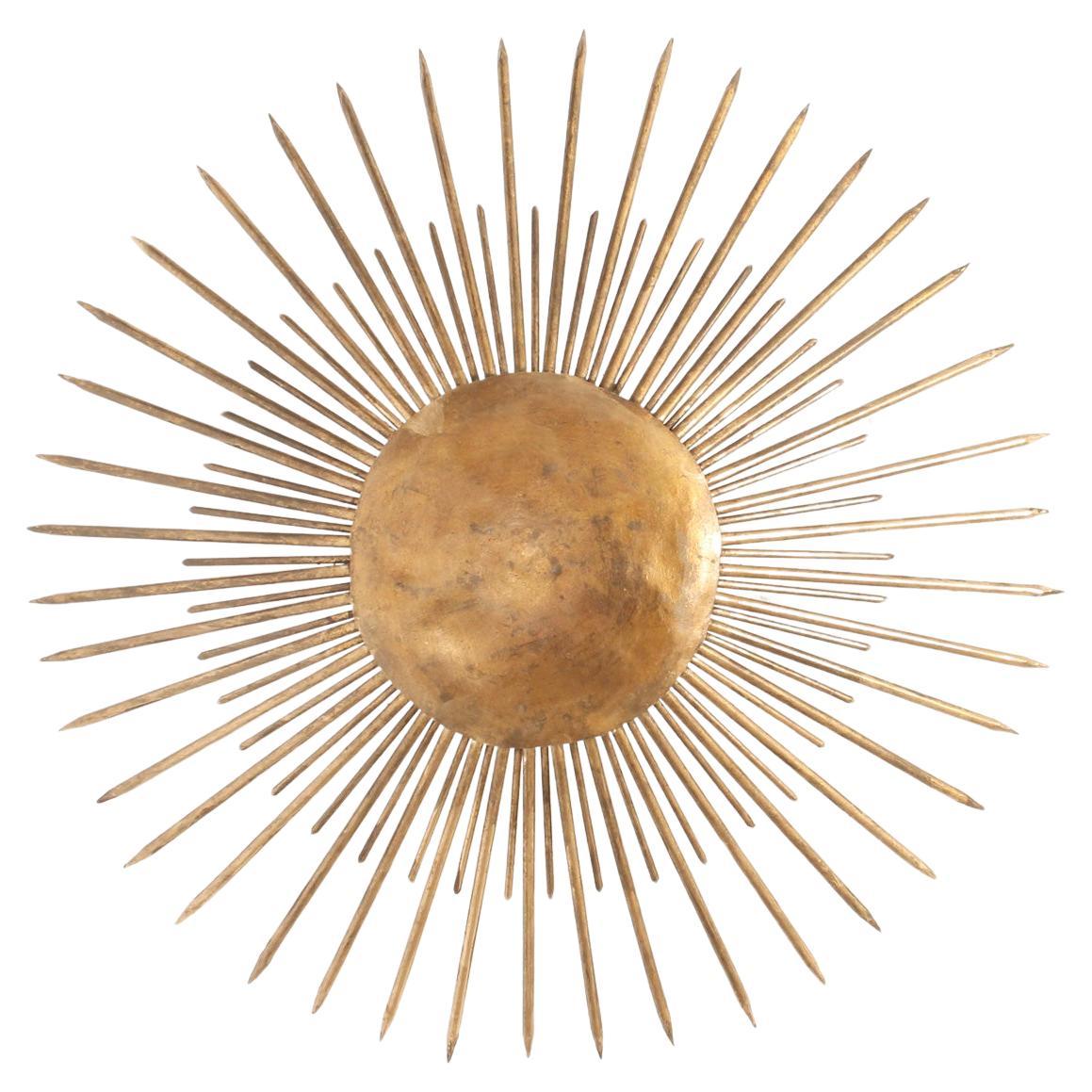 Large Sunburst Wall or Ceiling Lamp from 1940's, France
