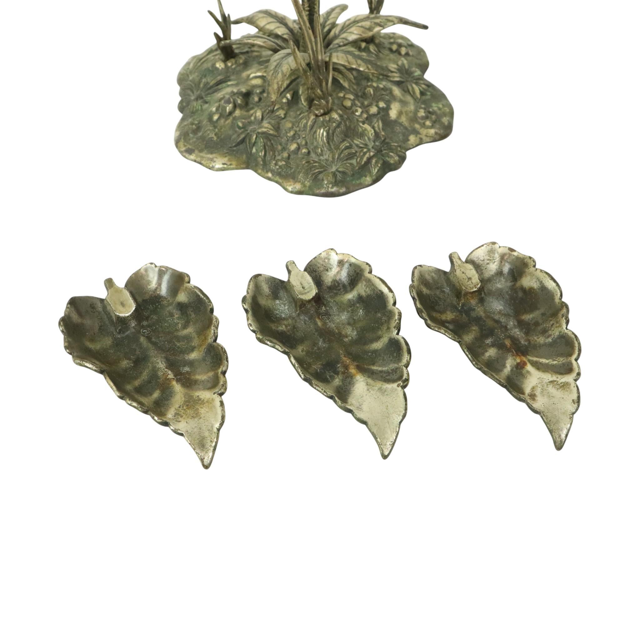 Posacenere girasole grande in bronzo placcato argento S. Agudo 62 cm in vendita 6